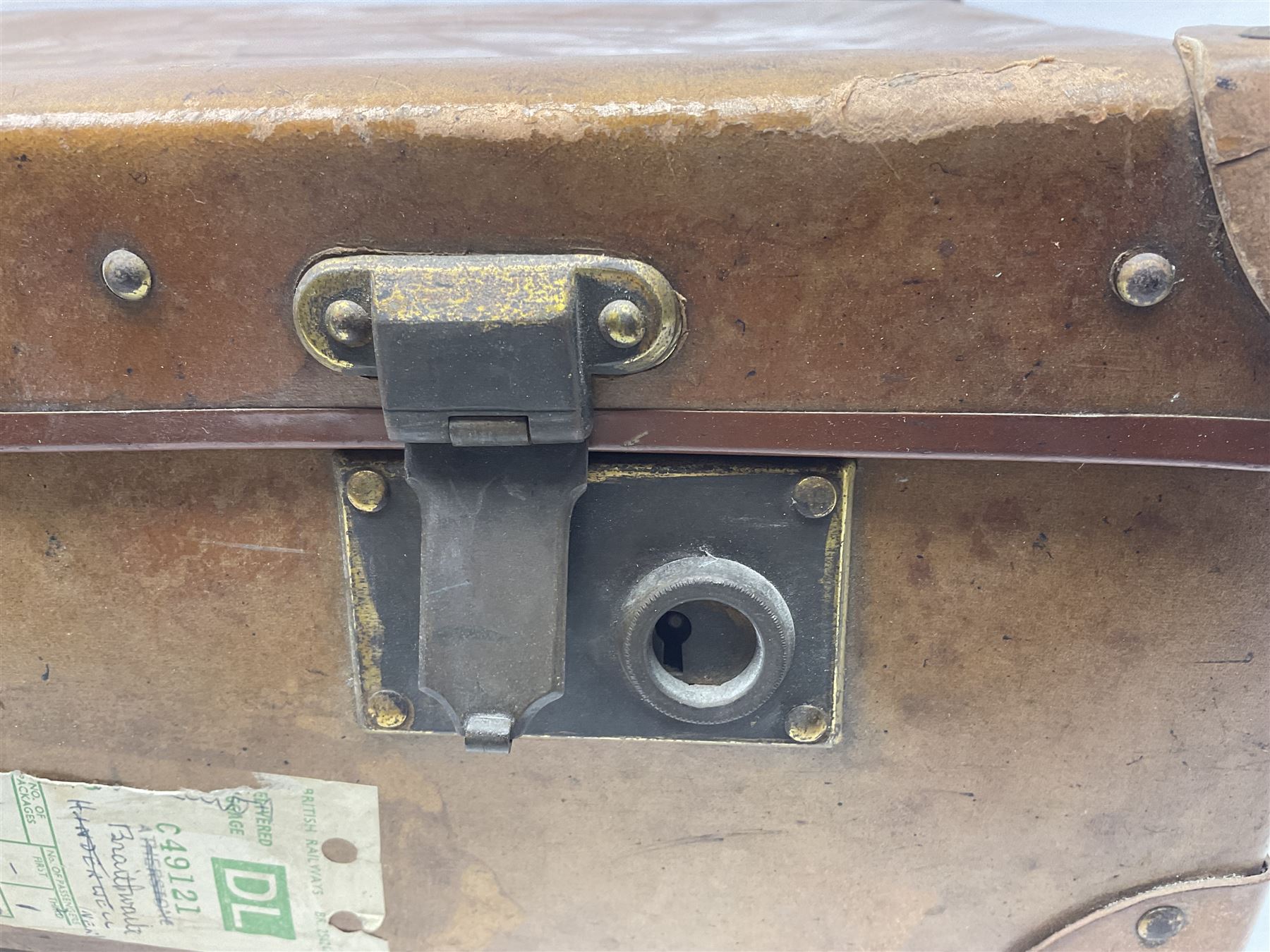 Leather suitcase together with three wooden boxes - Image 10 of 11