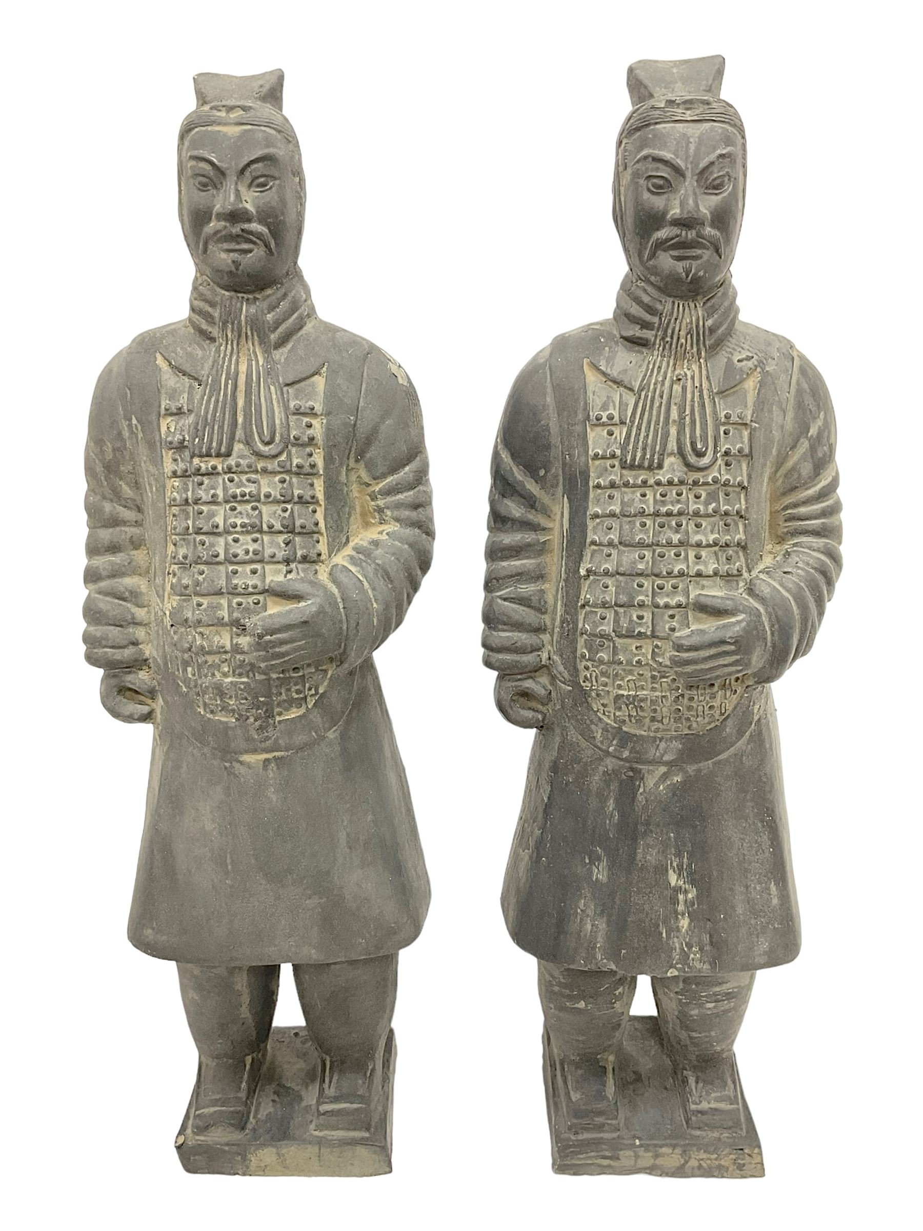 Pair of terracotta warrior style figures