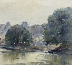 Christine M Pybus (British 1954-): River Landscape