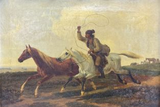 F Smith (British 19th century): Mexican Cowboy Lassoing Wild Horse