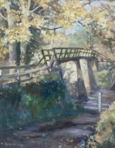 Michelle Saunders (British 1963-): The Footbridge at Grosmont near Whitby
