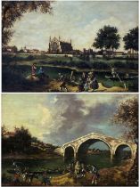 A Shafie B (Continental 19th/20th century) after Canaletto (Italian 1697-1768): 'Eton College' and B
