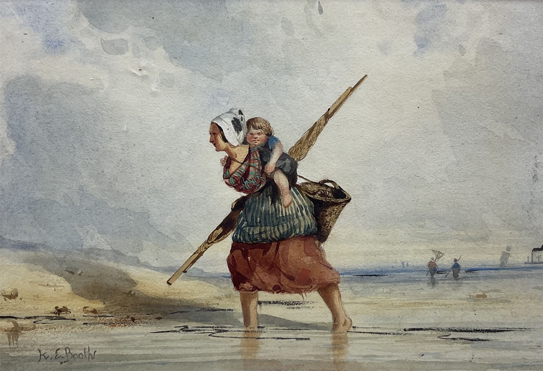 Kate E Booth (British fl.1850-1898): Fisherwoman and Child