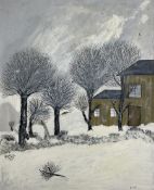 Essar (Northern Naive British Mid-20th century): Snowy WInter Landscape with Trees