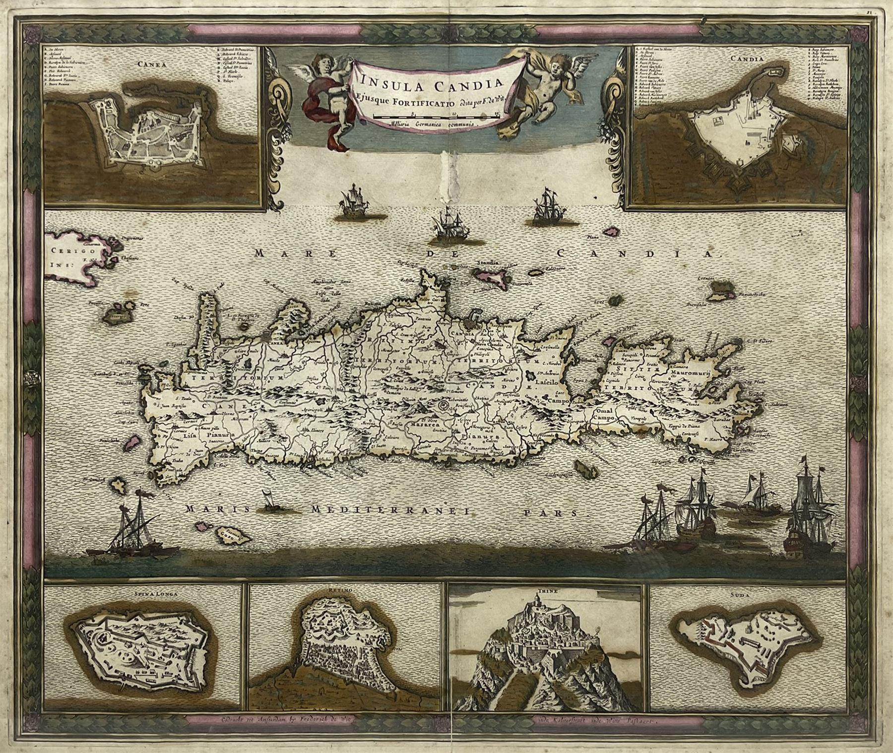 Frederik de Wit (Dutch 1629-1706): 'Insula Candia Ejusque Fortificatio' - Crete