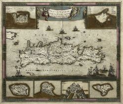 Frederik de Wit (Dutch 1629-1706): 'Insula Candia Ejusque Fortificatio' - Crete