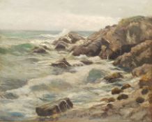 Jeno Karpathy (Hungarian 1870-1950): Waves Breaking on the Coast