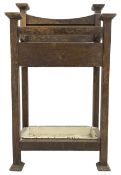 Early 20th century Arts & Crafts oak stick stand
