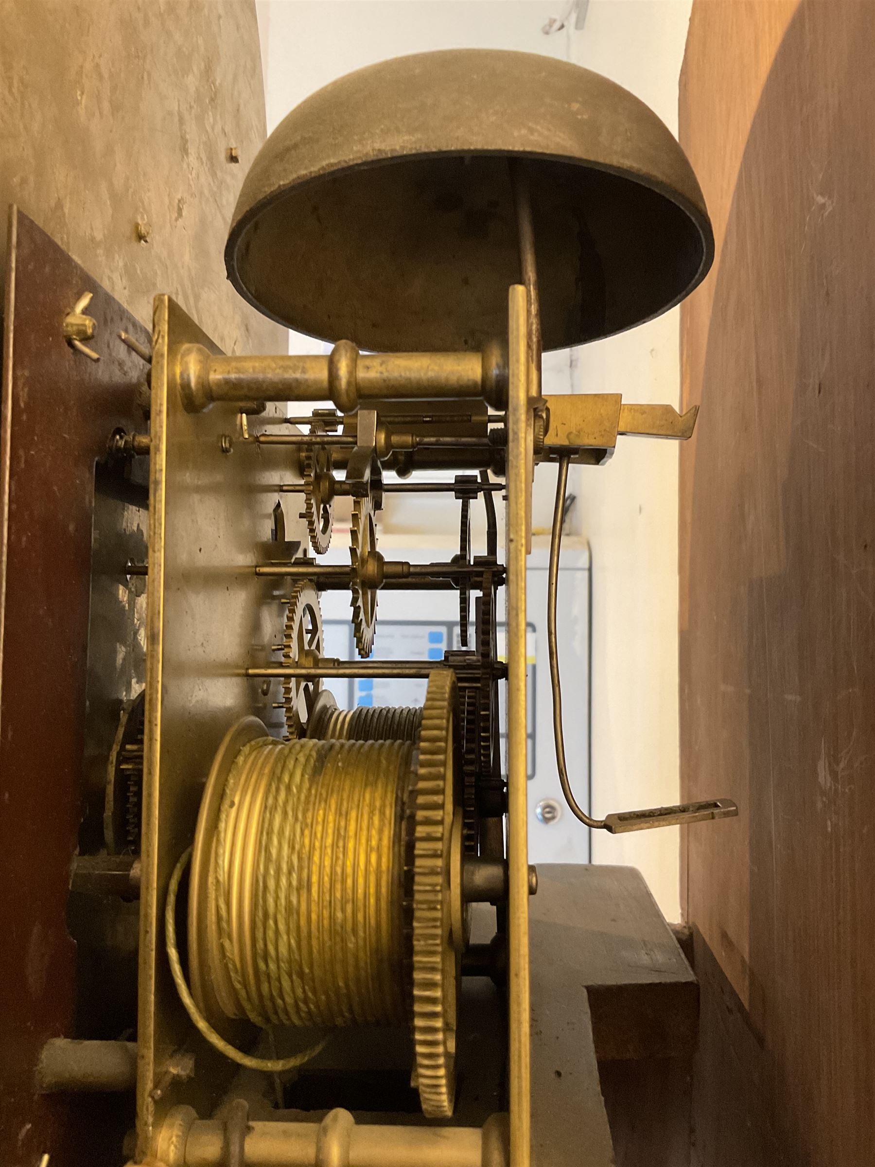 Mahogany - longcase clock with an eight day movement and brass dial - Image 11 of 12