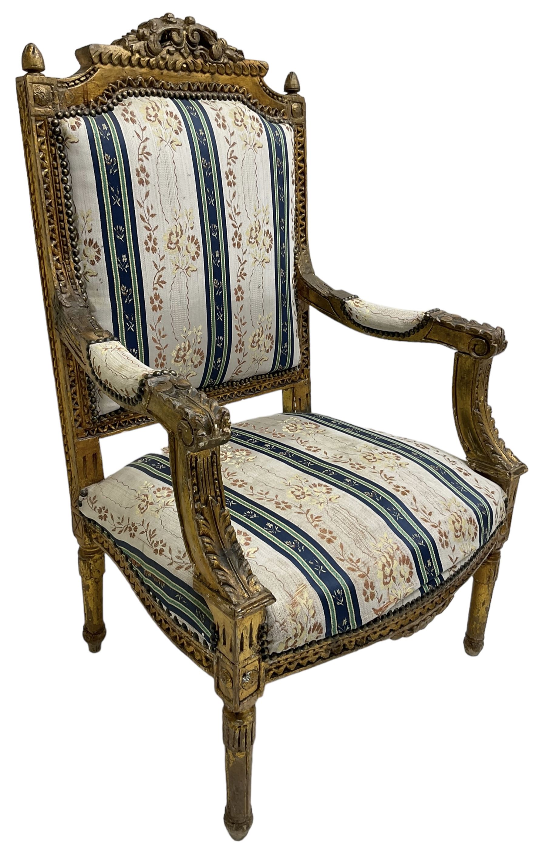 Late 20th century French design carved giltwood armchair - Image 2 of 8