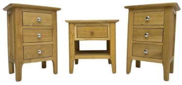 Pair of small light oak bedside chests (W38cm