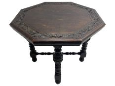 Late Victorian carved oak centre table