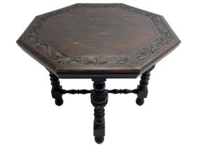 Late Victorian carved oak centre table