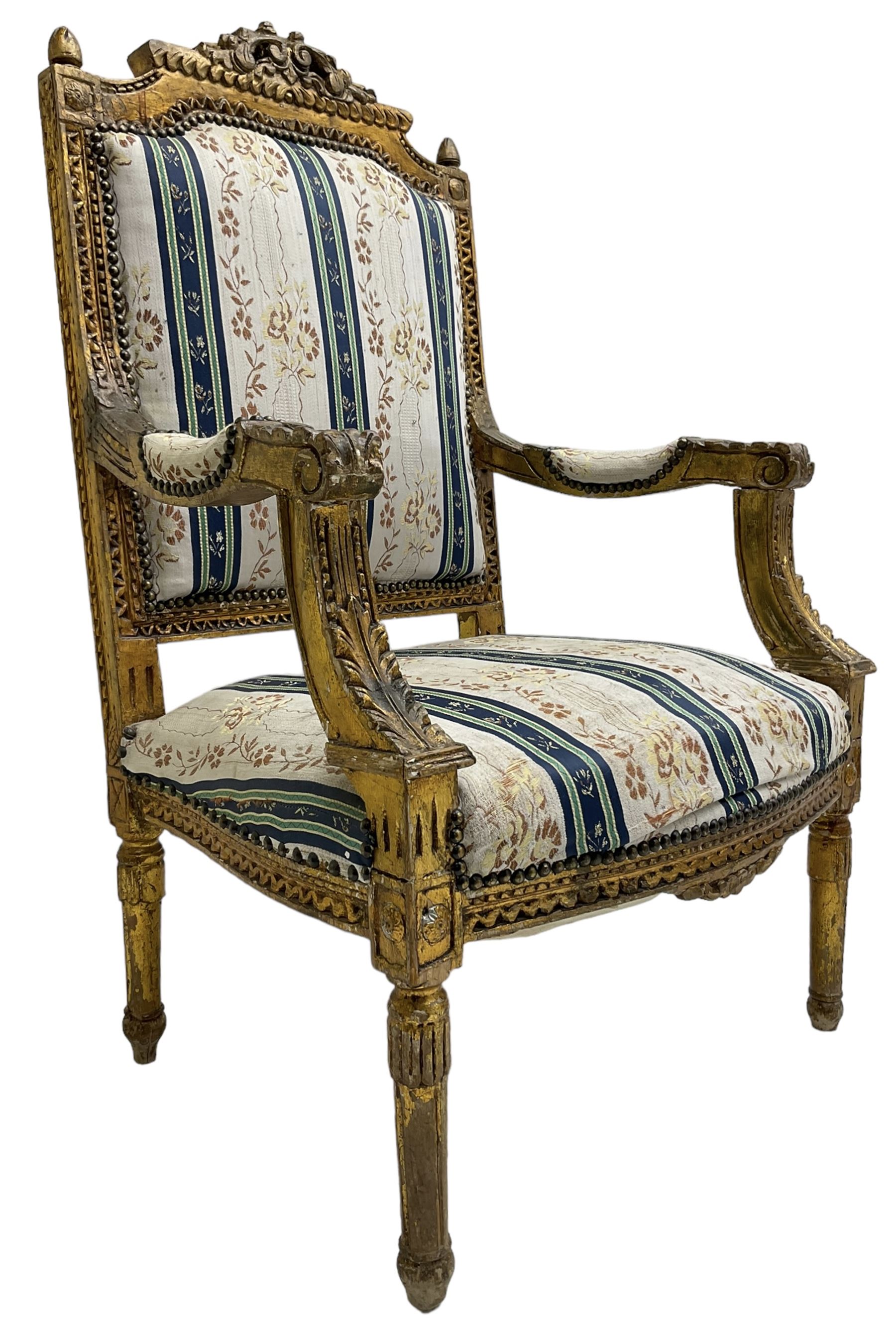 Late 20th century French design carved giltwood armchair
