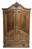 Late 19th century to early 20th century French walnut armoire wardrobe