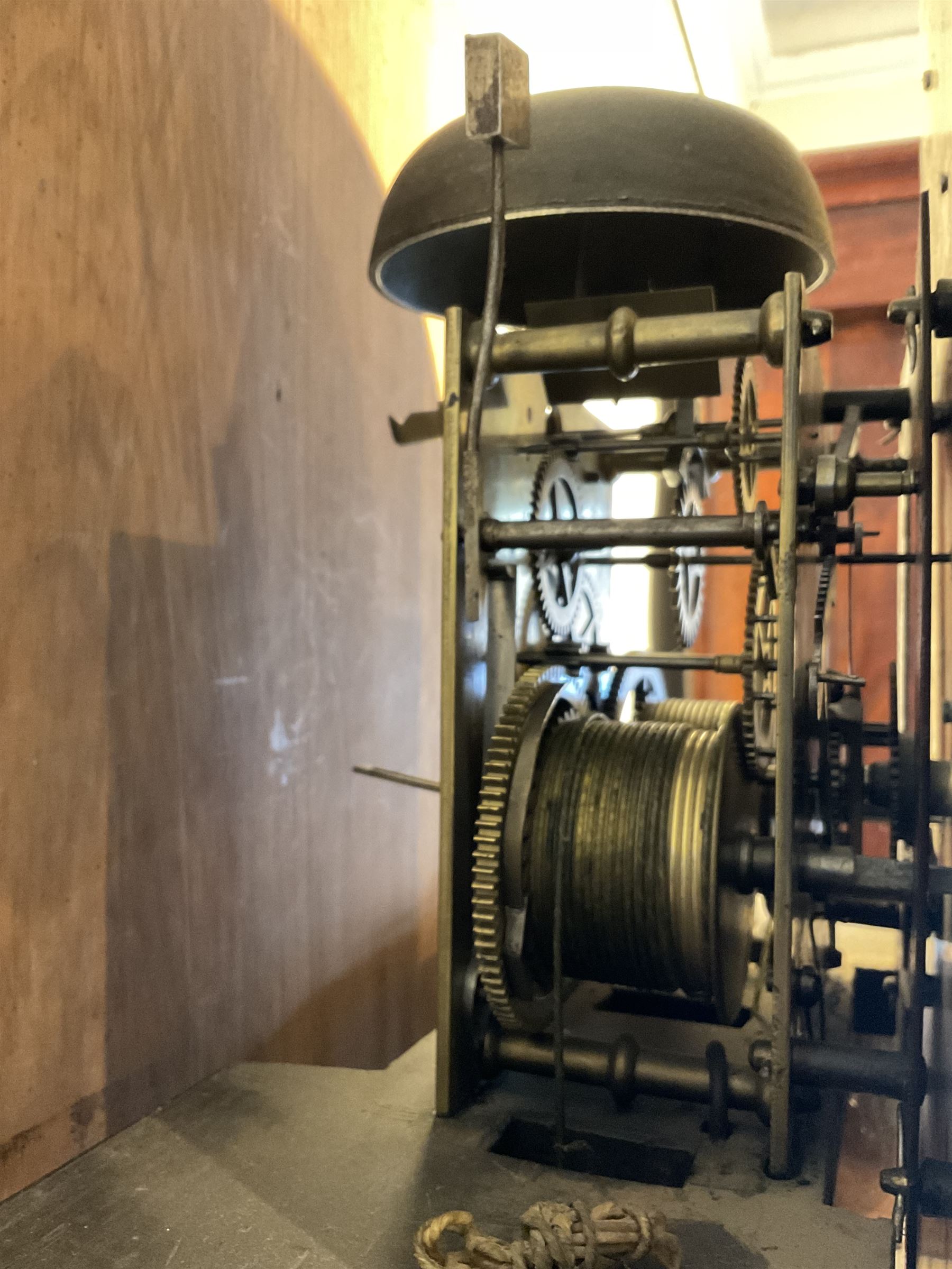 Mahogany - longcase clock with an eight day movement and brass dial - Image 6 of 12