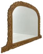 Arched pine overmantel mirror