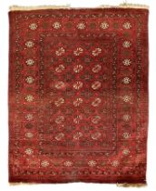 Vintage Persian crimson ground rug