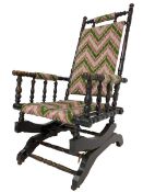Edwardian beech framed American design rocking chair