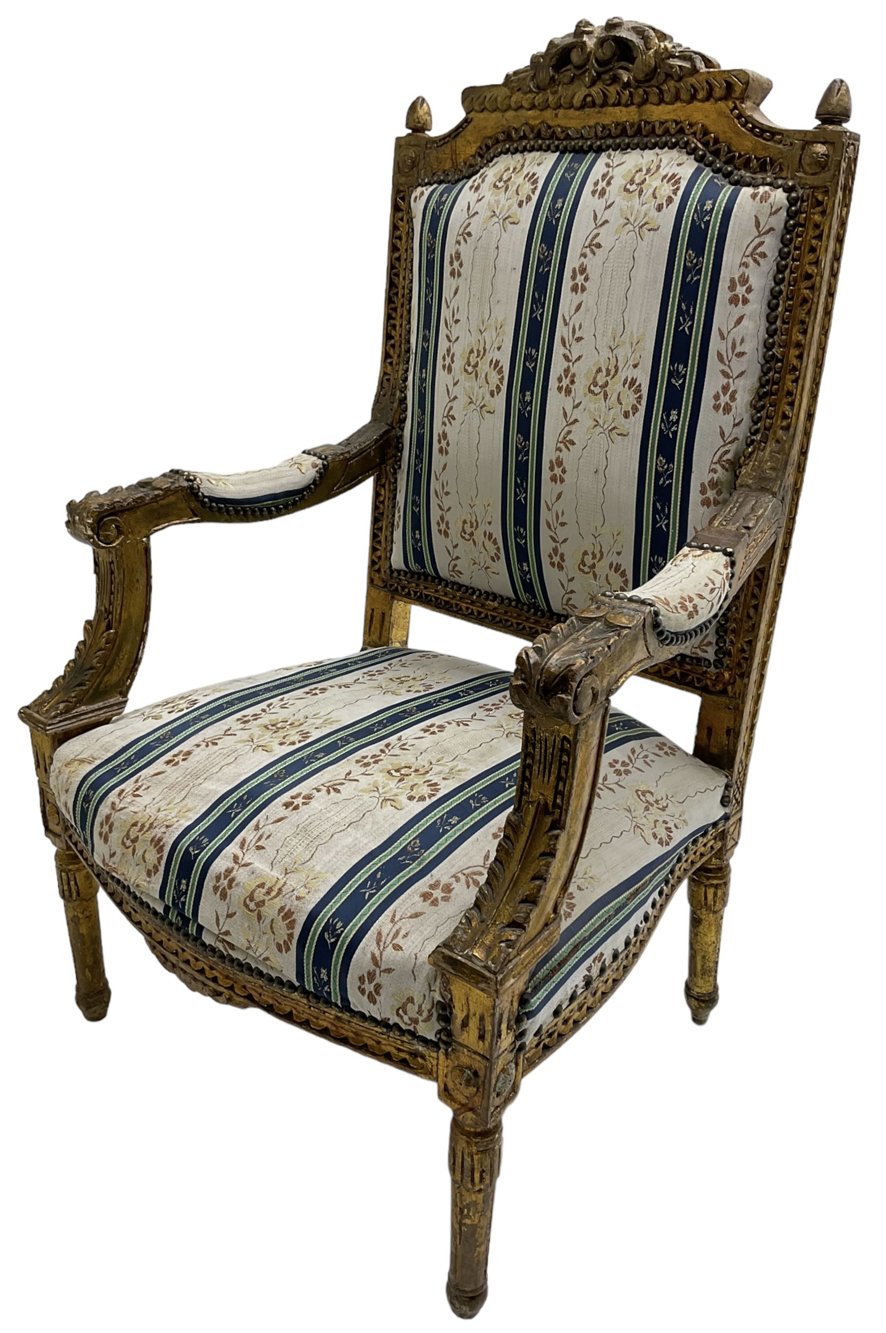 Late 20th century French design carved giltwood armchair - Image 6 of 8