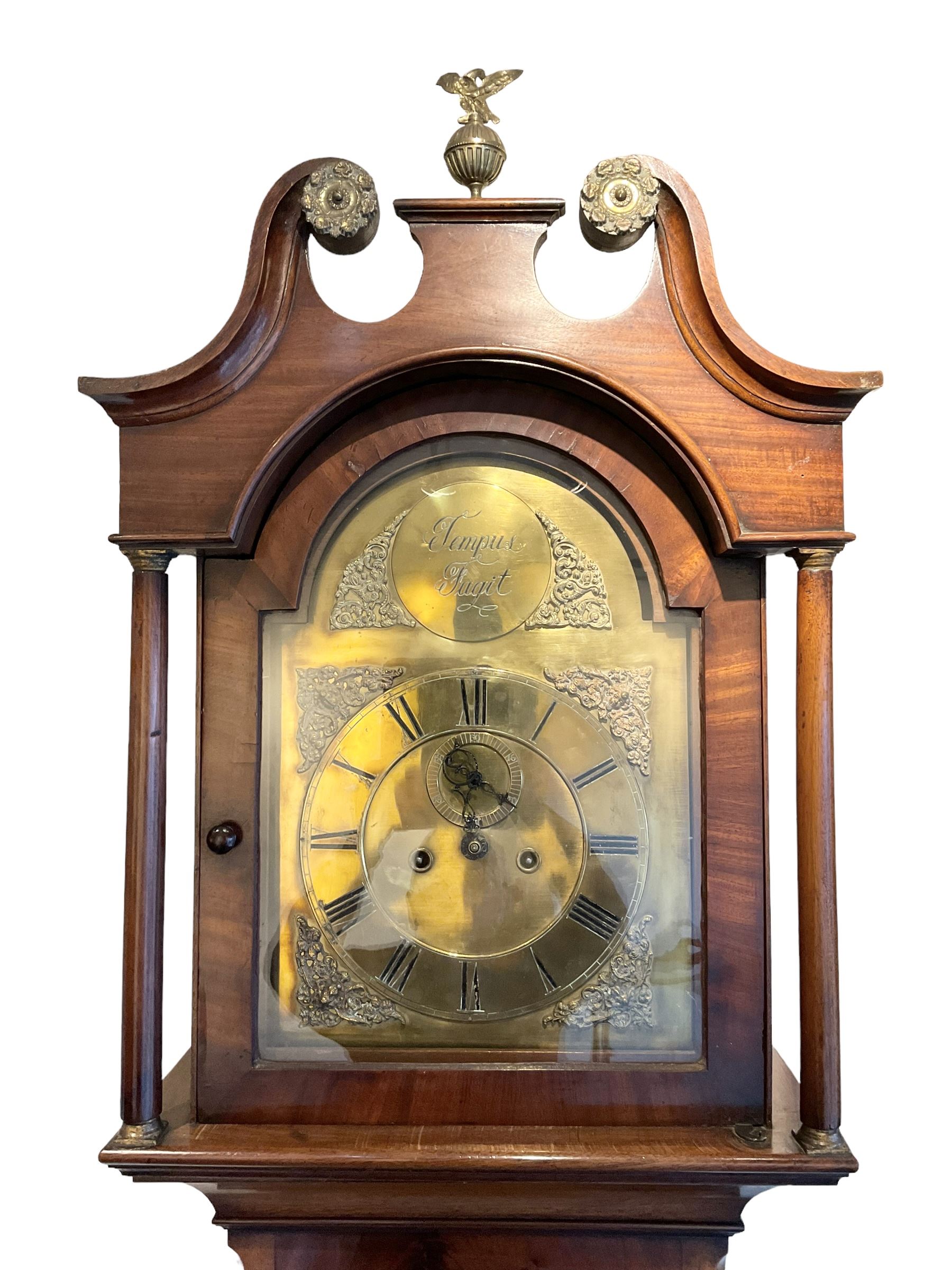 Mahogany - longcase clock with an eight day movement and brass dial - Image 4 of 12