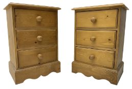 Pair of traditional pine bedside pedestal chests