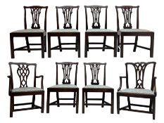 Set of eight (6+2) George III mahogany dining chairs