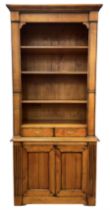 French cherry wood bookcase on cupboard