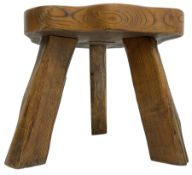 Small rustic elm three-legged stool