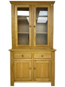 Contemporary light oak bookcase display cabinet