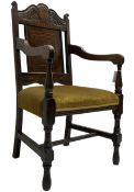 Late 19th to early 20th century oak elbow chair