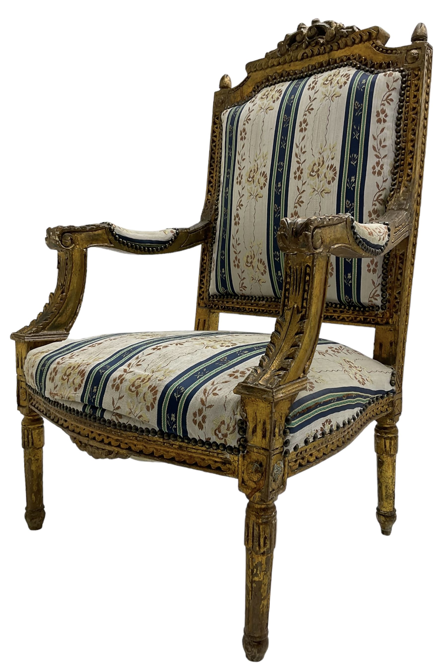 Late 20th century French design carved giltwood armchair - Image 7 of 8