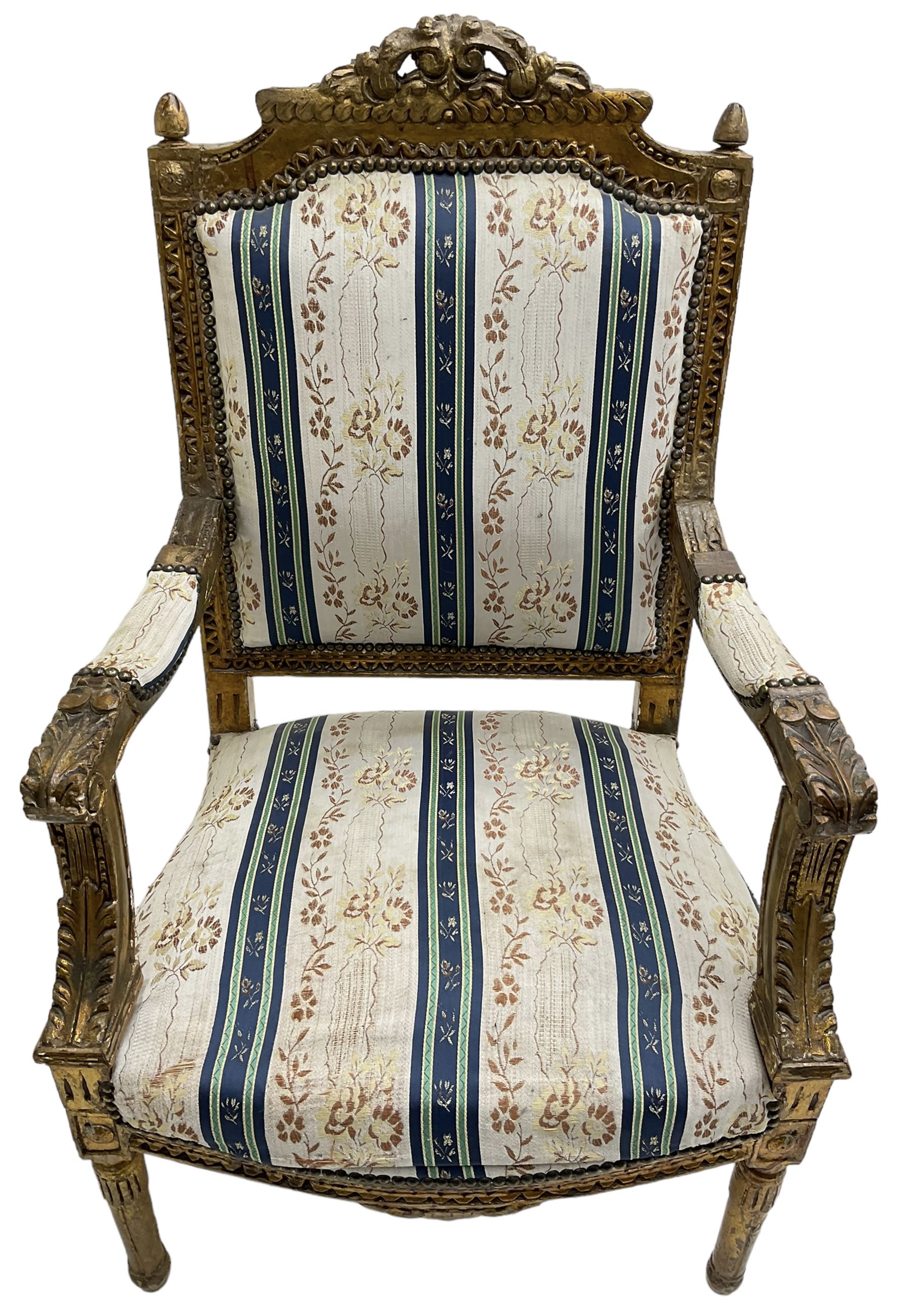 Late 20th century French design carved giltwood armchair - Image 3 of 8