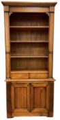 French cherry wood bookcase on cupboard