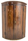 19th century inlaid mahogany corner cupboard