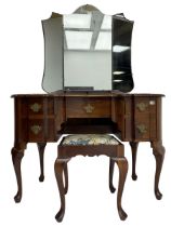 Early 20th century Dutch design mahogany kidney-shaped dressing table