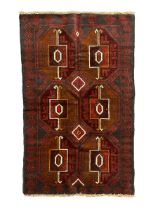 Baluchi red and blue ground rug