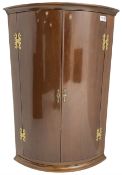 Georgian design mahogany hanging cylinder corner cupboard