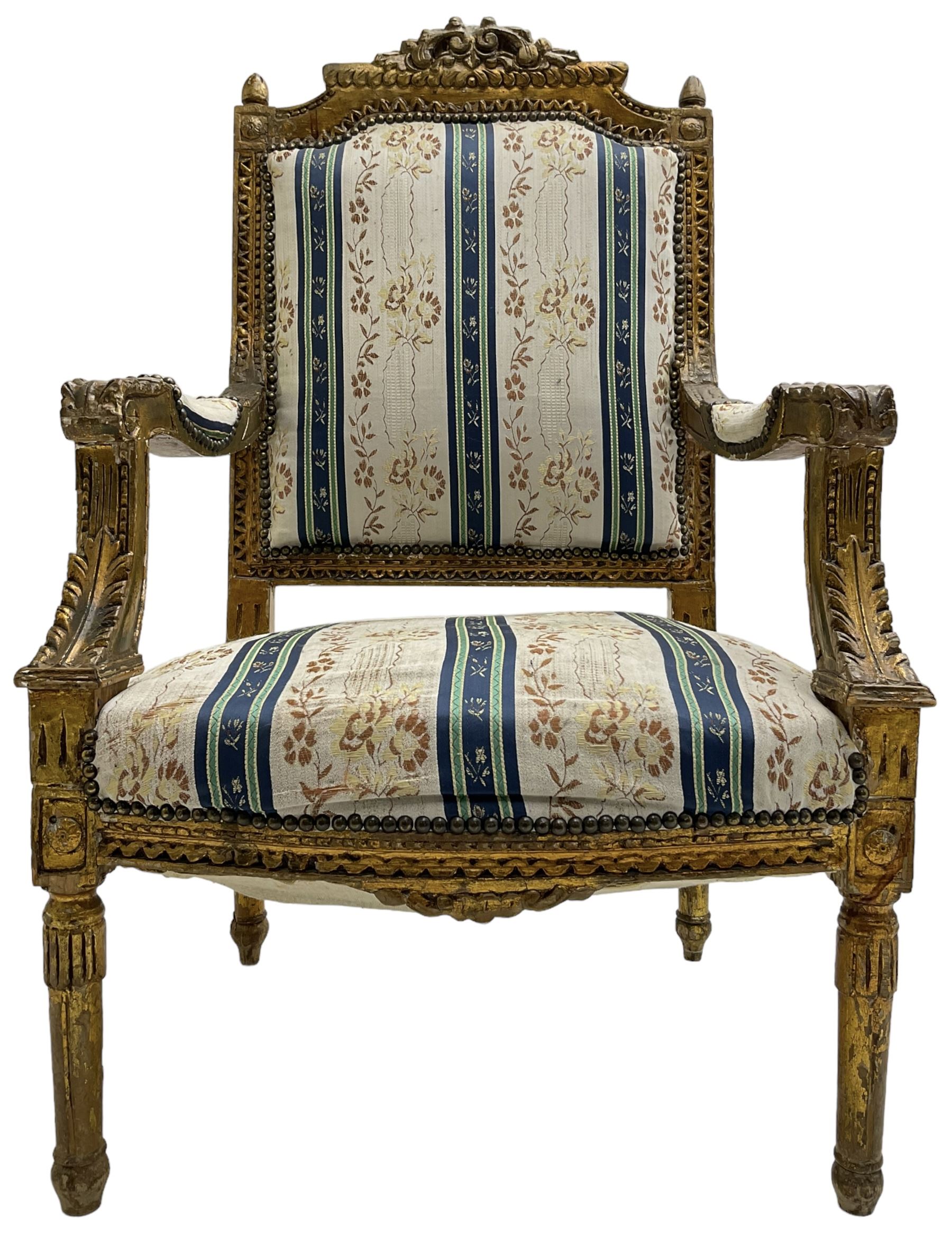 Late 20th century French design carved giltwood armchair - Image 4 of 8