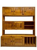 Mid-20th century pitch pine wall unit