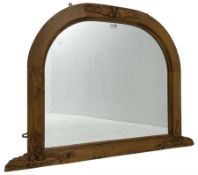 Pine arched overmantel mirror