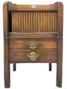 George III mahogany tray top night commode with pierced handles