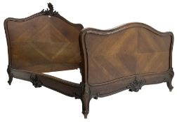 Early 20th century French walnut 4' 6'' double bedstead