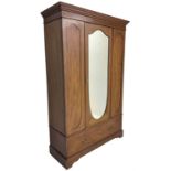 Edwardian figured mahogany and satinwood banded wardrobe