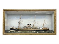 Victorian diorama of scratch built model of steam ship Alexandria
