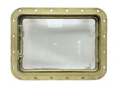 Rectangular brass porthole with hinged window