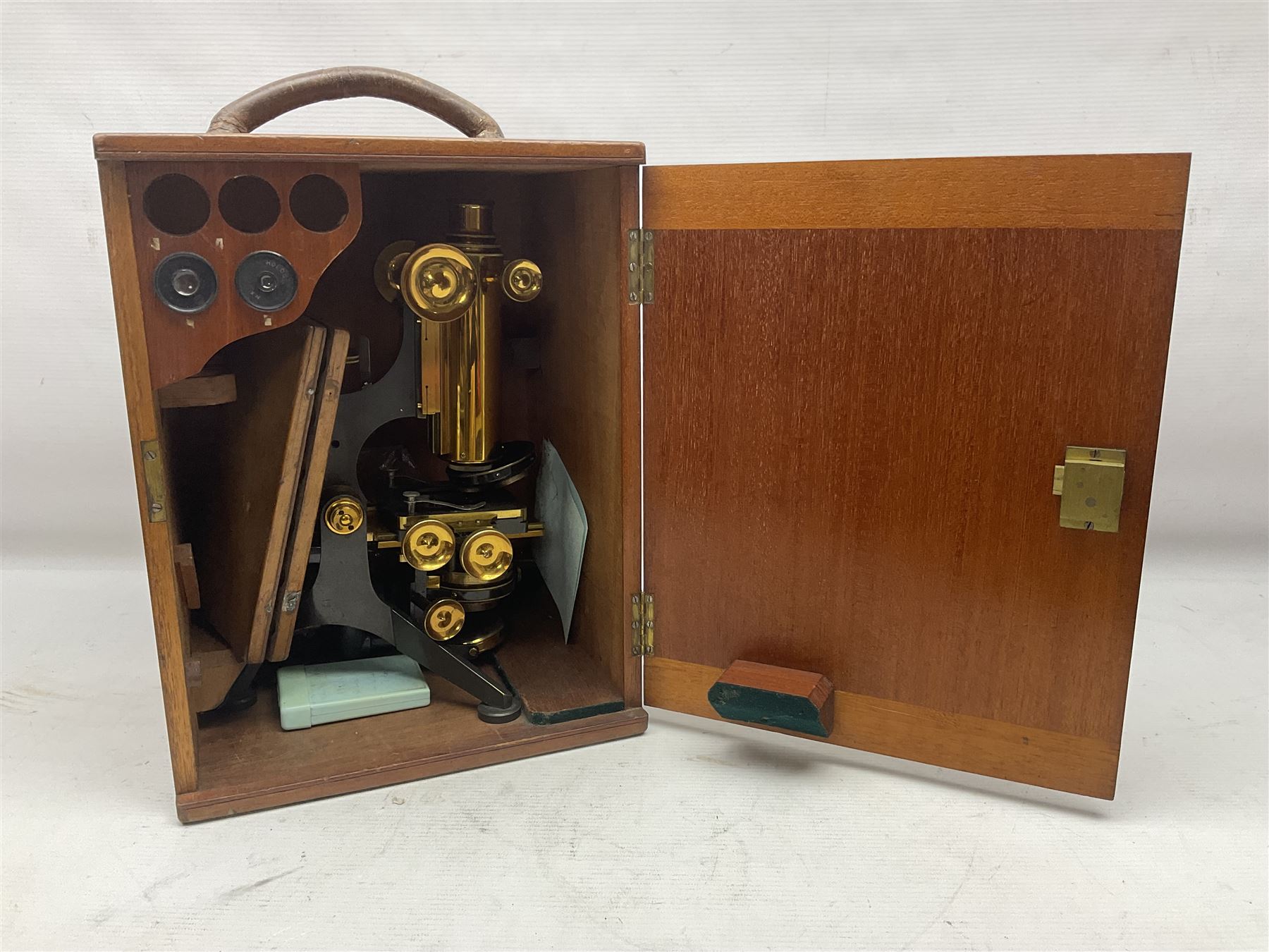 W. Watson & Sons Ltd lacquered brass compound microscope circa 1910 - Image 11 of 11