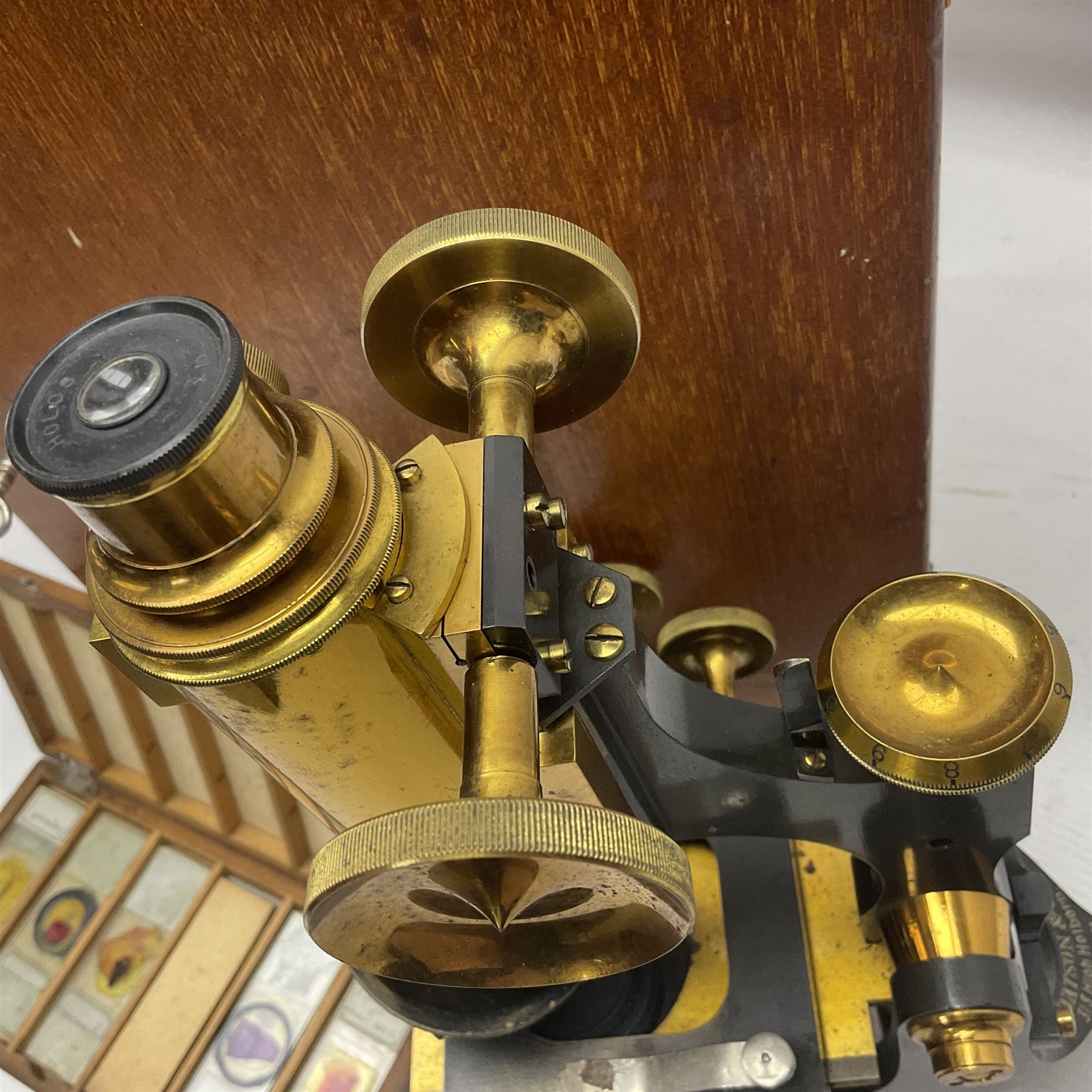 W. Watson & Sons Ltd lacquered brass compound microscope circa 1910 - Image 5 of 11