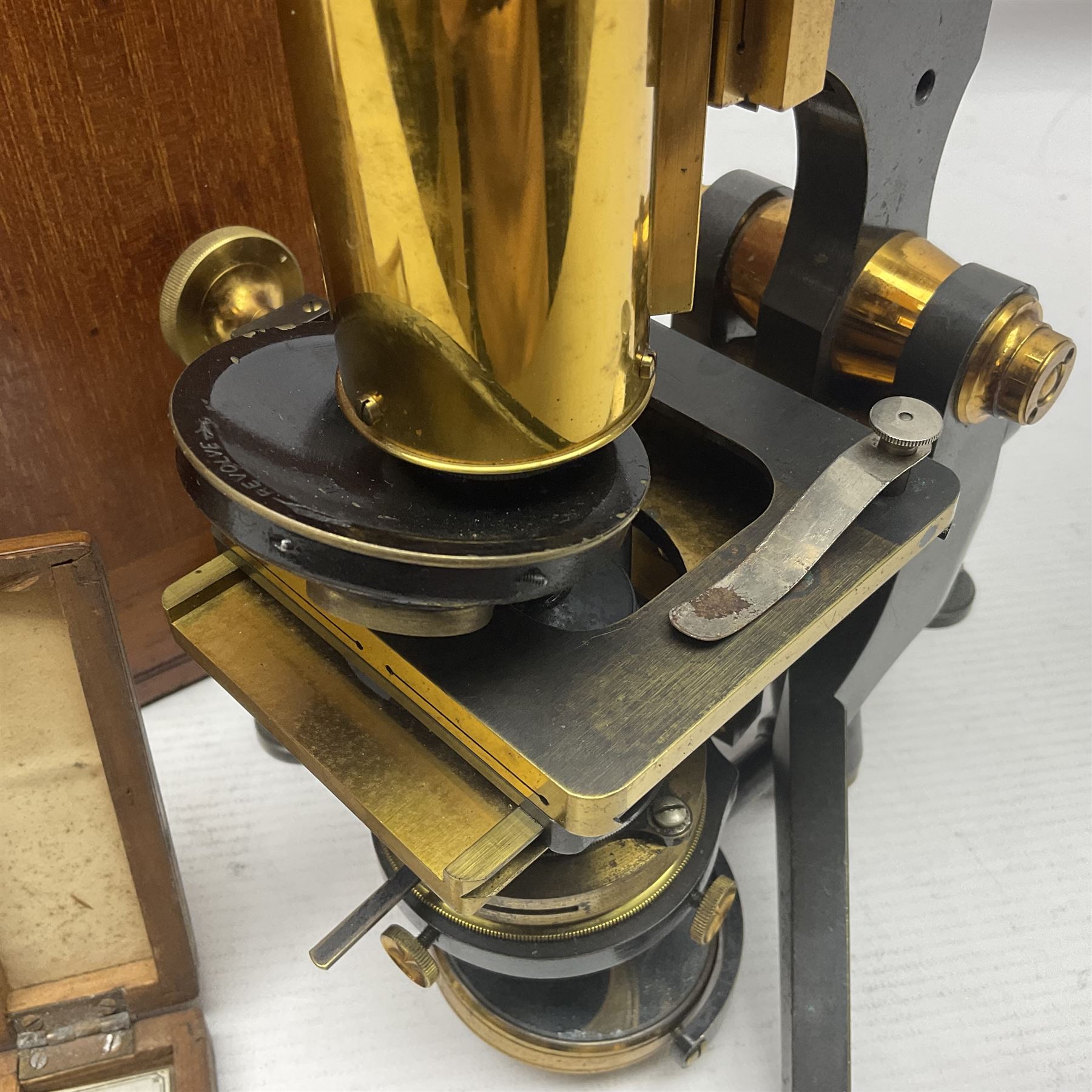 W. Watson & Sons Ltd lacquered brass compound microscope circa 1910 - Image 3 of 11