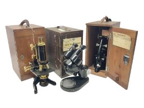 Three W. Watson & Sons microscopes